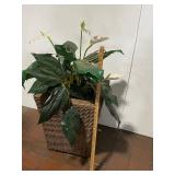 Artificial Peace Lily Plant in Wicker Basket Decor