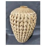 Large Hand-Woven Natural Basket with Lid
