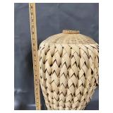 Large Hand-Woven Natural Basket with Lid