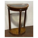 Vintage Half Moon Console Table with Glass Top Panel