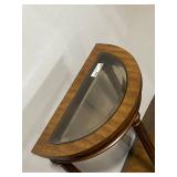 Vintage Half Moon Console Table with Glass Top Panel