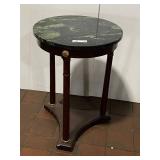 Vintage Round Side Table with Green Marble Top
