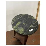 Vintage Round Side Table with Green Marble Top