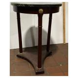 Vintage Round Side Table with Green Marble Top