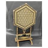Intricately Designed Octagonal Inlay Wood Stand