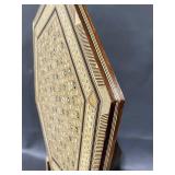 Intricately Designed Octagonal Inlay Wood Stand