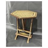 Intricately Designed Octagonal Inlay Wood Stand