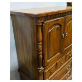 Vintage Wooden Armoire with Drawers and Cabinet Doors