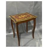 Vintage Marquetry Wooden Side Table with Intricate Inlay Design