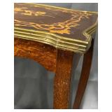 Vintage Marquetry Wooden Side Table with Intricate Inlay Design
