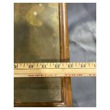 Brass Top Vintage Wooden Side Table with Tapered Legs