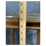 Brass Top Vintage Wooden Side Table with Tapered Legs