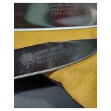 Handmade 440 Stainless Steel Knife Set with Bone Style Handles & Leather Sheath