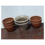 Set of 7 Large Terracotta and Resin Planters Outdoor Garden Decor