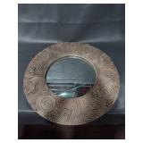 Antique Style Round Mirror with Intricate Frame Design