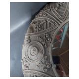 Antique Style Round Mirror with Intricate Frame Design