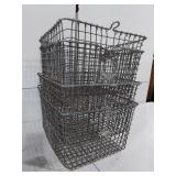 Set of 4 Vintage Metal Wire Locker Baskets for Storage