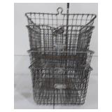 Set of 4 Vintage Metal Wire Locker Baskets for Storage