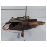 Antique Hand Crank Seed Spreader Wood & Metal Design