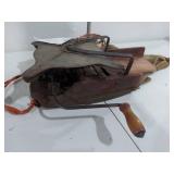 Antique Hand Crank Seed Spreader Wood & Metal Design