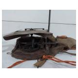 Antique Hand Crank Seed Spreader Wood & Metal Design