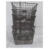 5 Vintage Wire Metal Locker Storage Baskets Rustic Decor Industrial Charm
