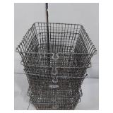 5 Vintage Wire Metal Locker Storage Baskets Rustic Decor Industrial Charm