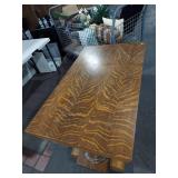 Vintage Tiger Oak Wood Table - Unique Design