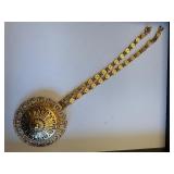 Monet Gold Tone Statement Necklace with Greek Key Design