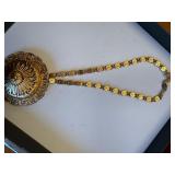 Monet Gold Tone Statement Necklace with Greek Key Design