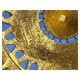 Monet Gold Tone Statement Necklace with Greek Key Design