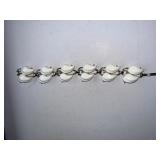 Vintage Milk Glass Leaf Link Bracelet with Gold Tone Setting