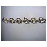 Vintage Milk Glass Leaf Link Bracelet with Gold Tone Setting