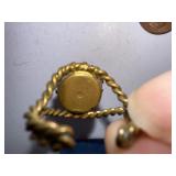 Vintage Gold Tone Ring with Large Red Faceted Glass Stone