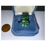 Vintage Gold Ring with Carved Green Jade Stone