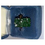 Vintage Gold Ring with Carved Green Jade Stone