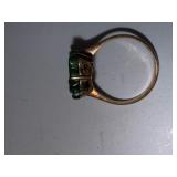 Vintage Gold Ring with Carved Green Jade Stone