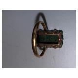 Vintage Gold Ring with Carved Green Jade Stone