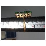 Vintage Gold Ring with Carved Green Jade Stone