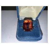 Set of 2 Vintage Avon Rings with Large Faux Gemstone and Silver-Tone Knot Design