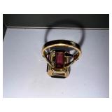 Set of 2 Vintage Avon Rings with Large Faux Gemstone and Silver-Tone Knot Design