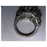 Set of 2 Vintage Avon Rings with Large Faux Gemstone and Silver-Tone Knot Design