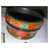 Set of 3 Vintage Floral Accessories Featuring Hand-Painted Bangle and Needlepoint Mirror Compacts