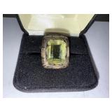 Vintage Mexican Sterling Silver Ring with Large Yellow Gemstone