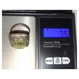 Vintage Mexican Sterling Silver Ring with Large Yellow Gemstone