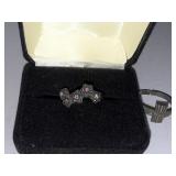 Sterling Silver Ring with Purple Stones and Adjustable Design Ring