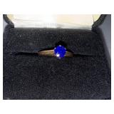 10K Gold Ring with Blue Solitaire Stone in Gordon