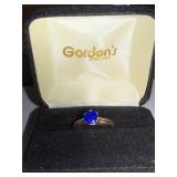 10K Gold Ring with Blue Solitaire Stone in Gordon