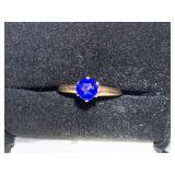 10K Gold Ring with Blue Solitaire Stone in Gordon