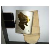 Engraved WWII Era Metal Cigarette Case and Quartz Alarm Clock with History Card